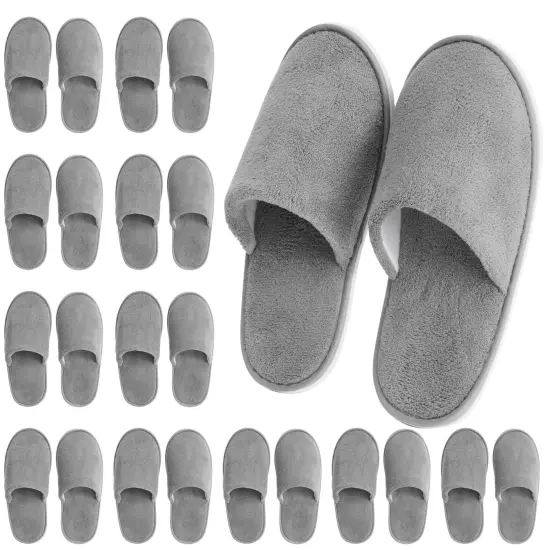 12 Pairs Disposable Slippers for Guests, Bulk Pack for Hotel, Spa, Shoeless Home, Gray (US Men Size 11, Women 12) Grey {1}