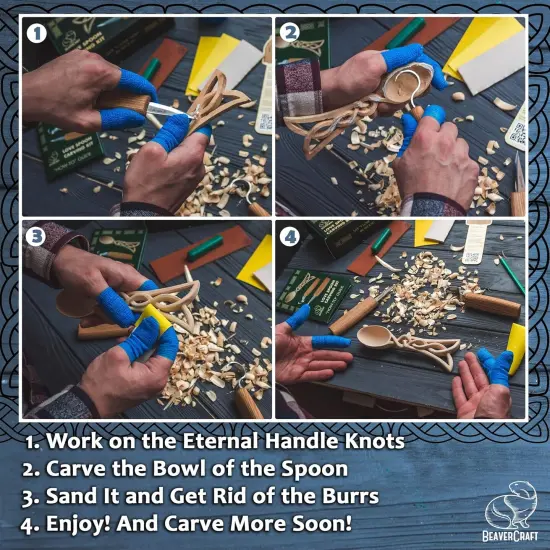 Wood Spoon Carving Kit for Beginners DIY04 - Whittling Set Includes Spoon Carving Tools, Sloyd Whittling Knife Hook Knife, Basswood Blank - Woodworking Hobby Kit for Adults & Kids {4}