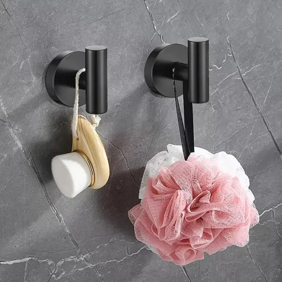 4 Pack Matte Black Stainless Steel Coat Robe Hat Clothes Hook Modern Wall Holder {2}