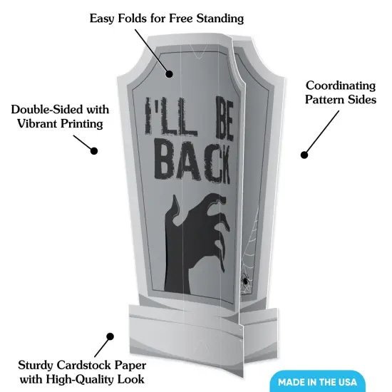Big Dot of Happiness 3D Graveyard Tombstones Centerpiece Table Decorations, Freestanding Funny Headstones Halloween Decor Centerpieces - 8 Count {4}