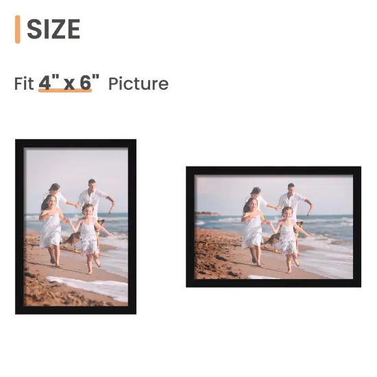 4x6 Picture Frame Set of 3, Made of High Definition Glass for 4 x 6, Wall and Tabletop Display Thin Border Photo Frames for Home D&eacute;cor, Black {5}