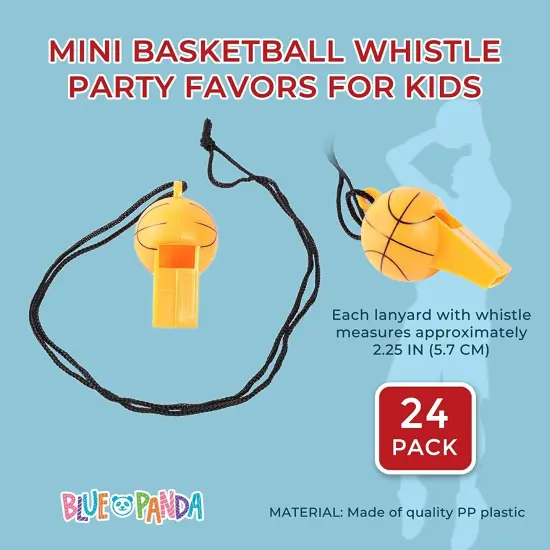 Basketball Whistles for Party Favor, Sports Birthday Supplies (24 Pack) Orange {2}
