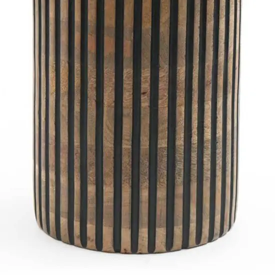 Decorative Handcrafted Wood Vase - 7.5" x 15.5" Black {4}
