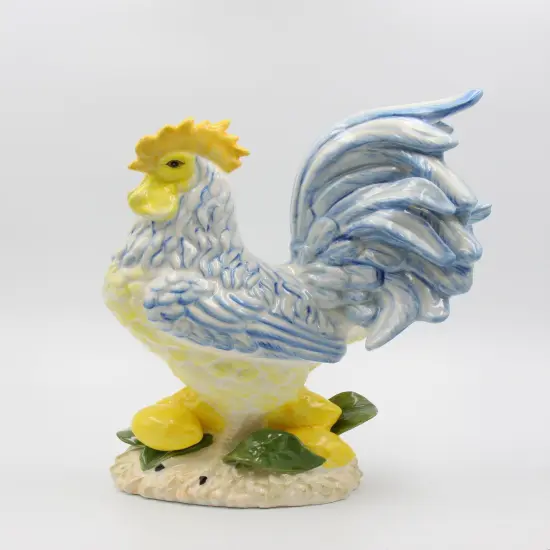 Ceramic Lemon Blue and Yellow Rooster Statue, Home D&eacute;cor, Gift for Her, Gift for Mom, Kitchen D&eacute;cor, Farmhouse D&eacute;cor, Fall Decor {5}