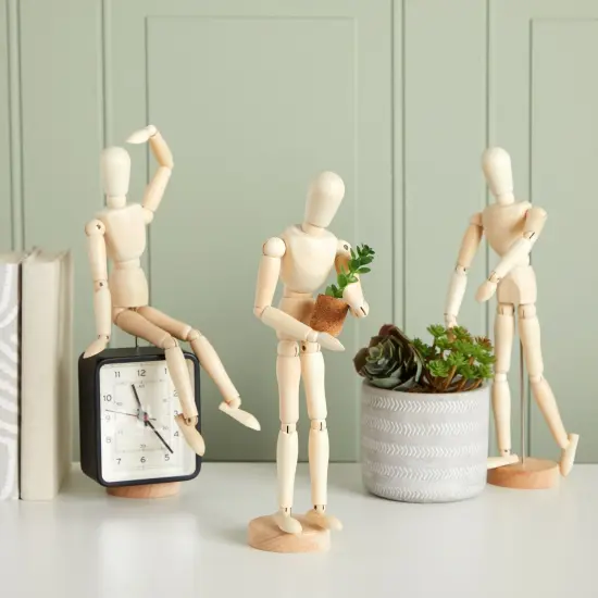 3 Pack Posable Art Figure Model, Flexible Wooden Drawing Mannequin for Artists, Sketching (13 in) Brown {2}