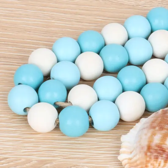 Wood Bead Garland,39in Farmhouse Beads with Tassels Boho Beads for Tiered Tray Decorative Beads Home Decor {3}