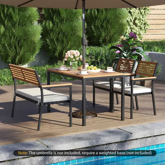 Costway 4 PCS Patio Furniture Set with Acacia Wood & Metal Frame Umbrella 1 table {2}