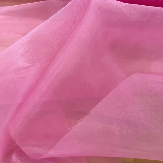 1 Yard Bubblegum Pink Sheer Crystal Organza Fabric for Sewing and Event Decor 58/59 inches wide {1}