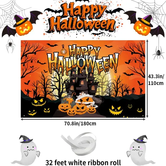 Halloween Backdrop Banner - 72x44 (Orange) {5}