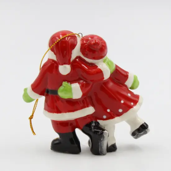 Ceramic Santa And Mrs. Claus Ice Skating Ornament, Home D&eacute;cor, Gift for Her, Gift for Mom, Kitchen D&eacute;cor, Christmas D&eacute;cor {6}