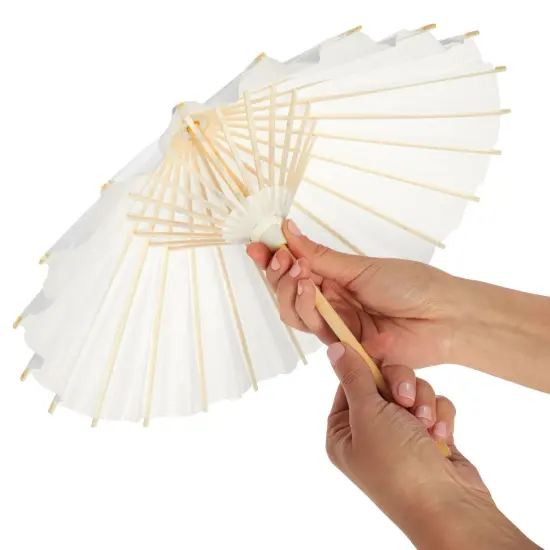 6-Pack Parasol Paper Umbrellas for Decorations for Kids, Cocktail Party Decor, DIY, Arts and Crafts Projects, Sun Parasols for Plants, Photo Props (Small, White, 16 in) {6}
