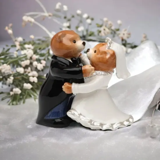 Ceramic Teddy Bear Couple Salt & Pepper Shakers, Wedding D&eacute;cor or Gift, Wedding Favor, Anniversary D&eacute;cor or Gift, Home D&eacute;cor, Kitchen D&eacute;cor {1}