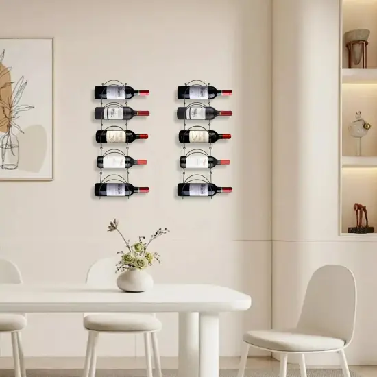 Black Wall Mount Wine Rack Ironwork Wine Rack Shelf Farmhouse Wall Decor Kitchen {3}