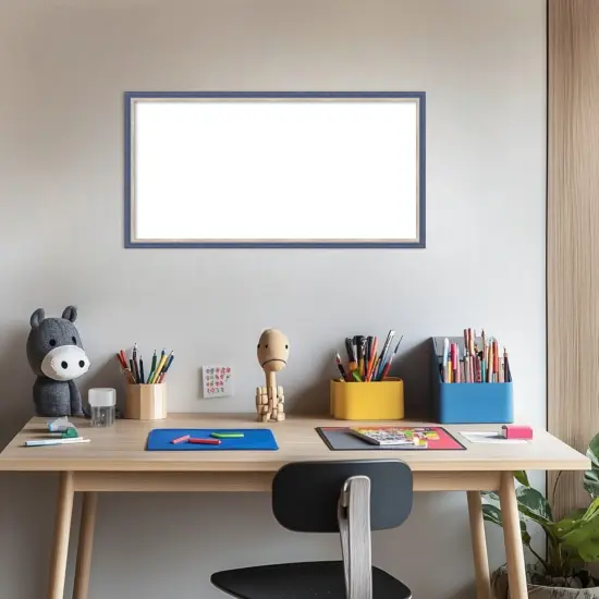 Theo Narrow Framed Dry Erase Magnetic Board Blue {5}