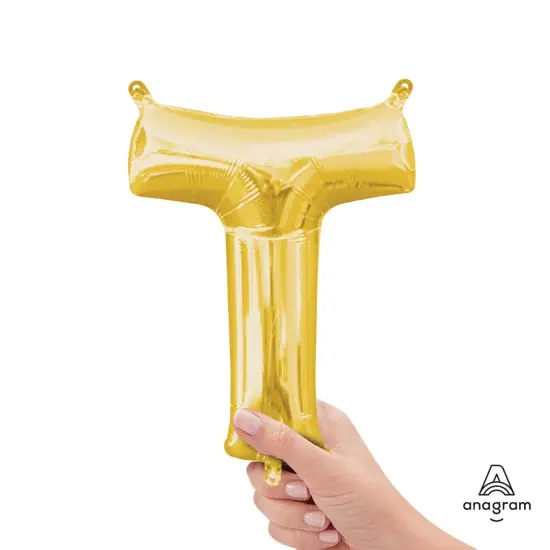 Anagram&reg; 16" Gold Letter T Balloon Air Fill Only Foil Mylar {3}