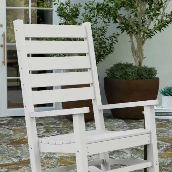 Merrick Lane Fielder Set of 2 Contemporary Rocking Chairs, All-Weather HDPE Indoor/Outdoor Rockers White {6}