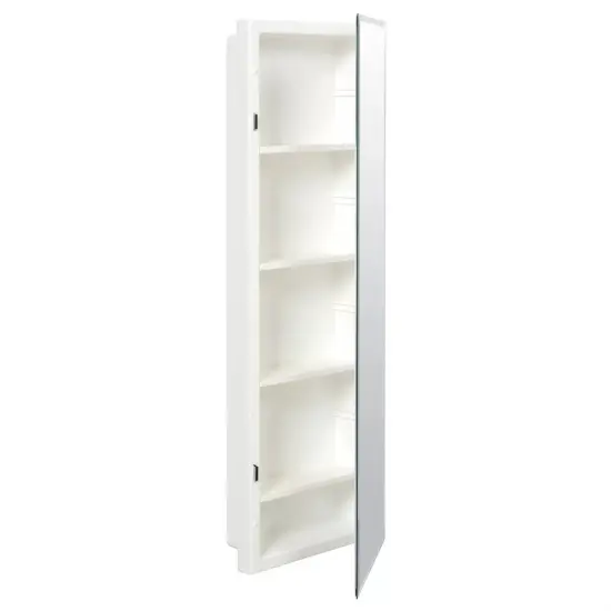 White Modern Bathroom Cabinet Tower with Drawers and Open Shelves Freestanding MDF Storage Organizer {4}