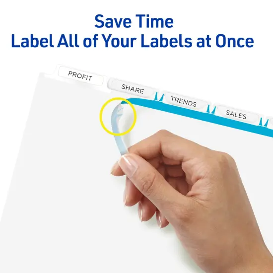 Avery 5 Tab Unpunched Dividers for Use with Any Binding System, Easy Print & Apply Clear Label Strip, Index Maker Customizable White Tabs, 25 Sets (11443) {4}