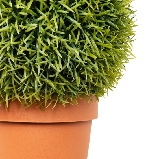 Northlight Potted Two-Tone Artificial Grass Ball Topiary Plant - 18" Green {7}
