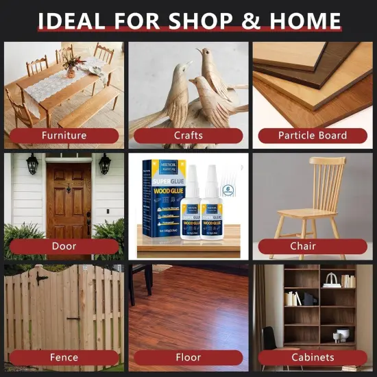 Wood Glue,Extra Strong Wood Glue for Woodworking,100g Fast Drying Super Glue for Wood,Clear Wood Glue for Furniture Heavy Duty,Furniture Glue for Garden, Crafts, DIY, Balsa,Interior & Outdoor {5}