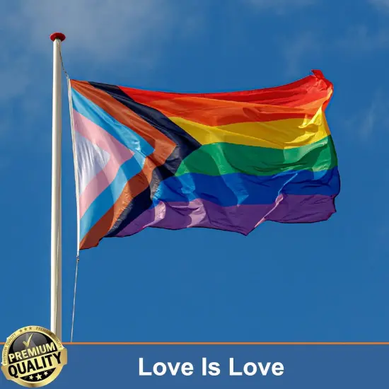 Progress Pride LGBTQ Flag 3x5 Outdoor Sewn Stripes- All Inlcusive Progressive Rainbow Nylon Flags for Bisexual LGBTQ Non Binary Lesbian Gay Transgender Prides Proculsexual {5}