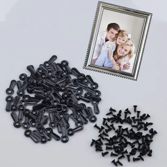 Picture Frame Turn Button Fasteners Set - 100 Pieces Picture Frame Hardware Backing Clips Photo Frame Hardware Clips with 100 Pieces Screws for Craft, Hanging Pictures, Photos {3}