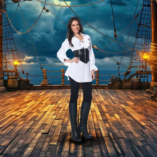 Pirate Adult Costume White Laced-Front Blouse {4}