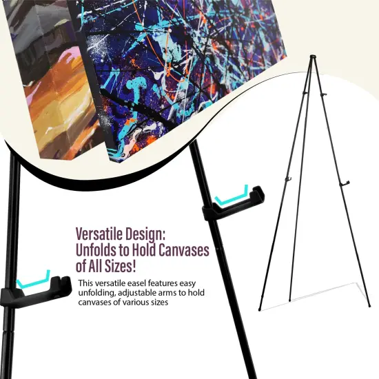 Pintar Easel Stand for Painting and Display - 63" Portable Metal Tripod Standing Art Easel with Bag, Foldable Easel Stand for Sign, Paint Canvas, Presentations, Wedding, Posters, Events & Displays {6}