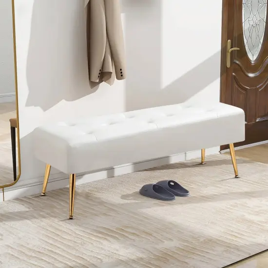 Modern Ottoman Bench for Bedroom with Gold Legs {2}