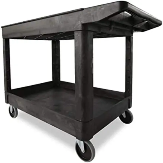 Products 2-Shelf Utility/Service Cart, Medium, Black 500 lbs. Capacity, for Warehouse {2}