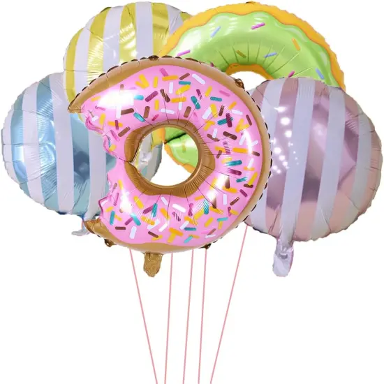6PCS Big Donut Foil Balloons Large Mylar Doughnut Balloons for Birthday Party Wedding Decoration Baby Shower Donut Time {1}