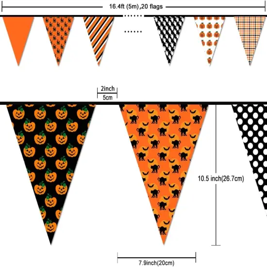 Fabric Pennant Banner - Halloween Decorations (Orange) {5}