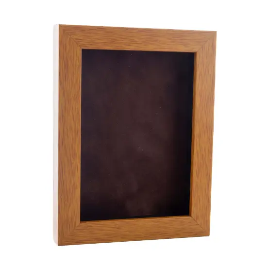 Warm Honey Brown Wood Shadow Box Frame with Acrylic Front - Brown Suede Backing, 30 Sizes {2}