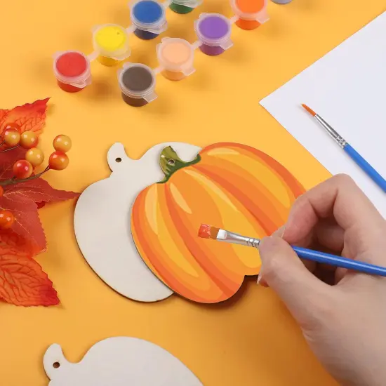 50 PCS Pumpkin Wood Cutouts Unfinished Fall Wooden Cutouts {2}