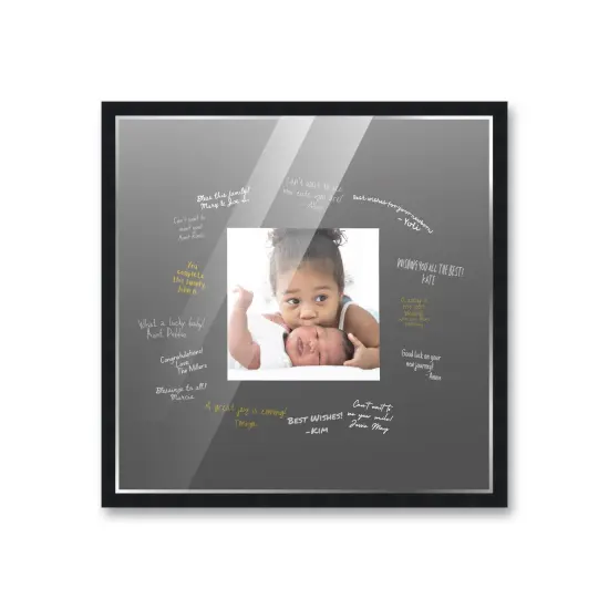 Autograph Black Wood Frame with Squre Black Mat - Perfect for Event Signatures, Silver Marker Pens Included - 3 Sizes Available {2}