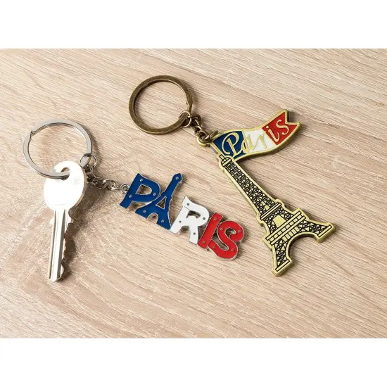 6 Pack Paris Keychain Souvenir Gifts, France Souvenir Gift, Key Rings with Eiffel Tower, French Flag, and Arc de Triomphe Multicolor {3}
