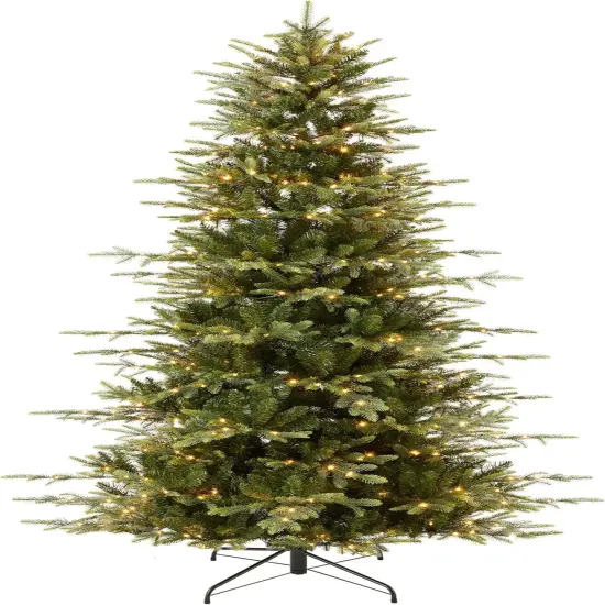 Aspen Slim Christmas Tree Noble Fir with 1,350 Branch Tips, 2-in-1 Multicolor LED Lights & Cordless Connection {1}