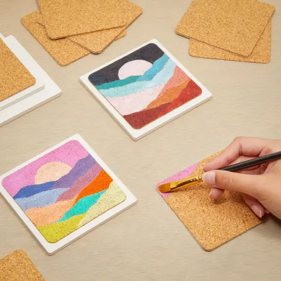 Juvale 50 Pack Square Self Adhesive Cork Board Backings for DIY Crafts, Projects, Customizable Blank Tiles, Cork Squares for Coasters, Decor (1.5 mm Thick, 3.7 in Length) Brown {3}