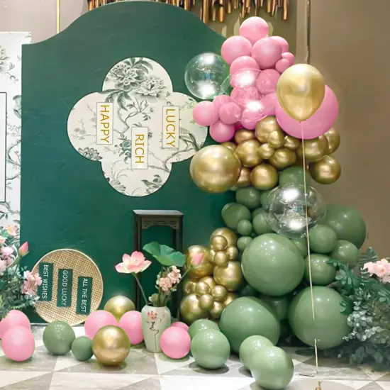 Sage Green Pink Gold Balloon Arch Kit, 141Pcs Sage Green Pastel Pink Chrome Gold Sand White Latex Balloons for Birthday Wedding Baby Shower Gender Reveal Anniversary {3}