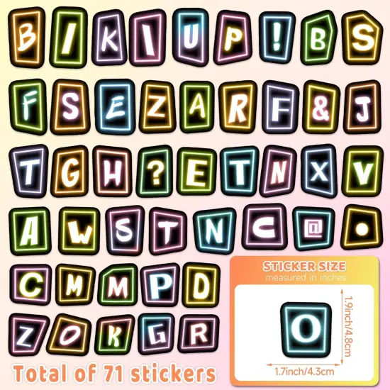 70 Pcs Alphabet Neon Stickers for Kids Glow in The Dark {2}