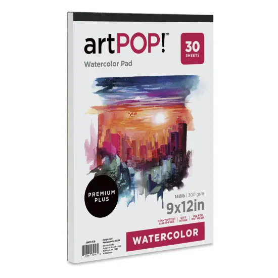 artPOP! Watercolor Pad, 9" x 12", 30 Sheets, Acid-Free Paper, 140lb (300gsm), Perfect for Most Wet & Dry Media, Ideal for Beginners, Students, Artists {2}