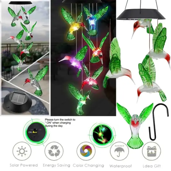 colorful Hummingbird Solar Gift Light Color Changing LED Garden Hanging Light {4}