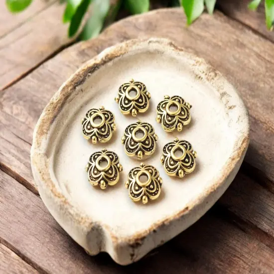 *250* 8mm Antique Gold Bead Caps {3}