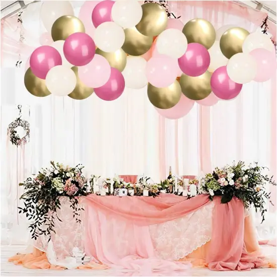 Pink and Gold Confetti Balloons, 60pcs Hot Pink Balloons Macaron Pink Balloons White Balloons Metallic Gold Balloons for Girls Birthday Baby Shower Bridal Shower Wedding Anniversary Party Decorations {5}