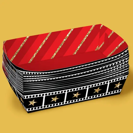 Big Dot of Happiness Red Carpet Paper Food Trays, Disposable Double-Sided Paper Food Holders for Nachos, Hot Dogs, French Fries - 12 Ct {5}