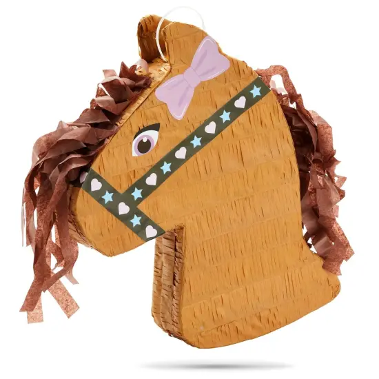 Pony Design Pinata for Horse Themed Cowgirl Birthday Party Supplies, Small (12x16x3 in), For Ages 3+ Brown {1}