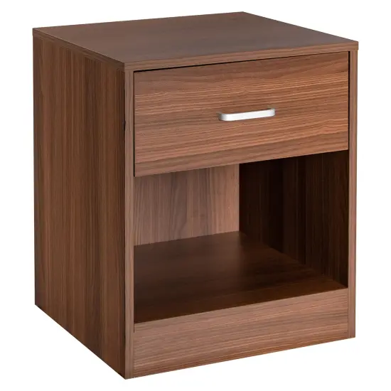 Costway Nightstand with Drawer Storage Cabinet Modern Beside End Table Black\Brown {6}
