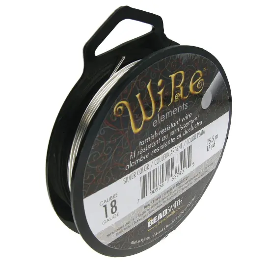 The Beadsmith Wire Elements 18-Gauge Lacquered Tarnish-Resistant Copper Wire for Jewelry Making, 177 Yard, 161.85 Meter, ¼ Pound Spool (Silver Color) {1}