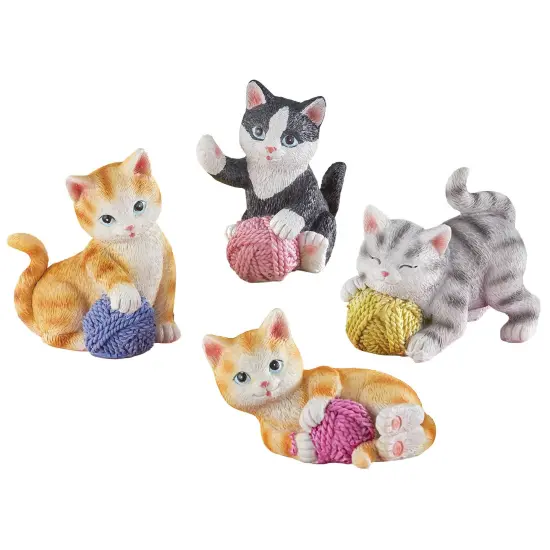 Collections Etc Hand-Painted Charming Cat with Yarn Sitters - Set of 4 {2}