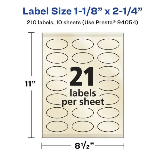 Avery Pearlized Ivory Oval Labels with Sure Feed Technology, Print-to-the-Edge, 1-1/8" x 2-1/4" {5}